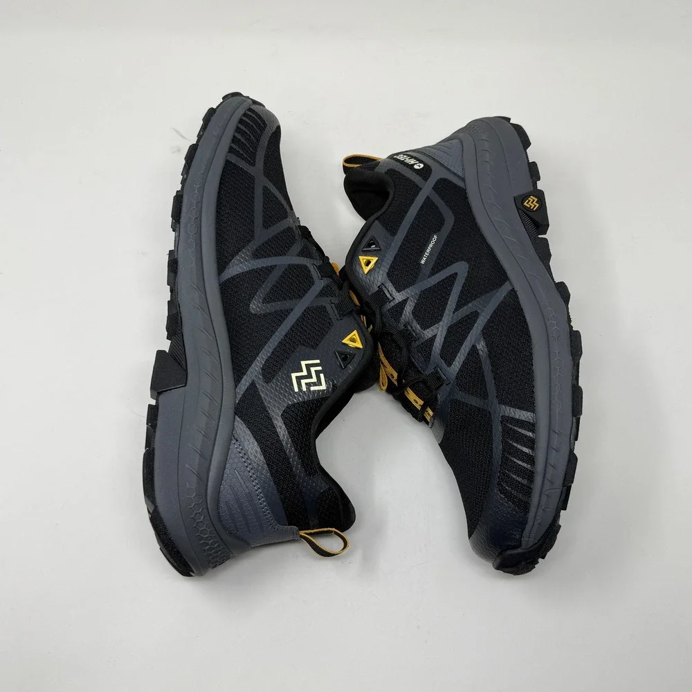 Hi-Tec Mauna Hiker WP Mens Sz 11 Waterproof Hiking Shoes Black Grey Yellow
